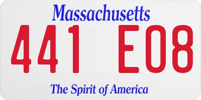 MA license plate 441EO8