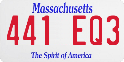 MA license plate 441EQ3