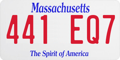 MA license plate 441EQ7