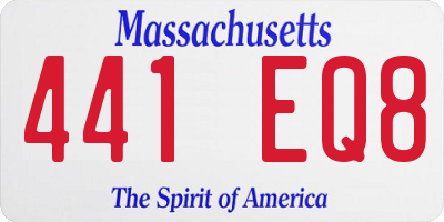 MA license plate 441EQ8