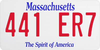 MA license plate 441ER7