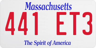 MA license plate 441ET3