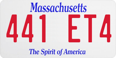 MA license plate 441ET4