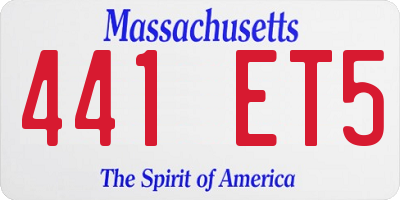 MA license plate 441ET5