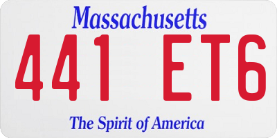 MA license plate 441ET6