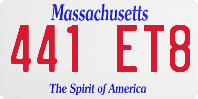 MA license plate 441ET8