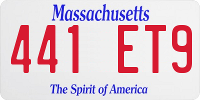 MA license plate 441ET9