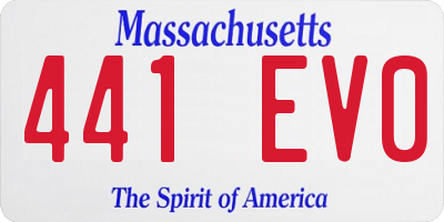 MA license plate 441EV0