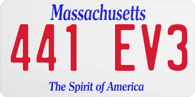 MA license plate 441EV3