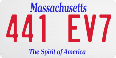 MA license plate 441EV7