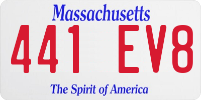 MA license plate 441EV8