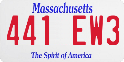 MA license plate 441EW3