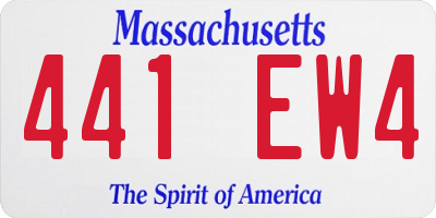 MA license plate 441EW4