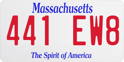 MA license plate 441EW8
