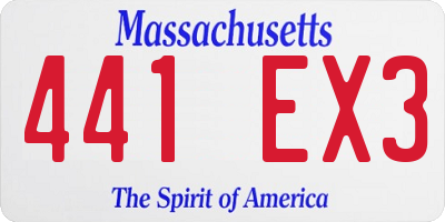 MA license plate 441EX3