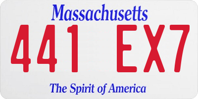 MA license plate 441EX7