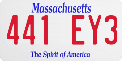 MA license plate 441EY3