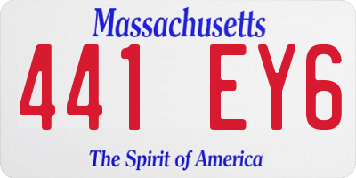 MA license plate 441EY6