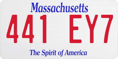 MA license plate 441EY7