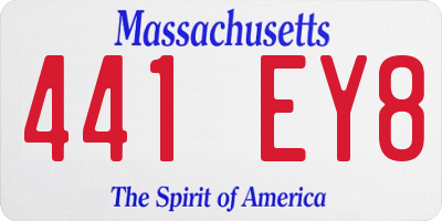 MA license plate 441EY8