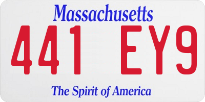 MA license plate 441EY9