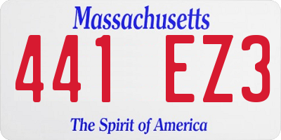 MA license plate 441EZ3