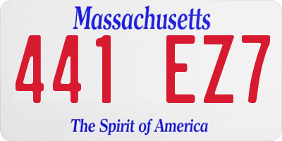 MA license plate 441EZ7