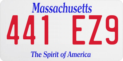 MA license plate 441EZ9