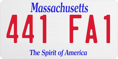 MA license plate 441FA1