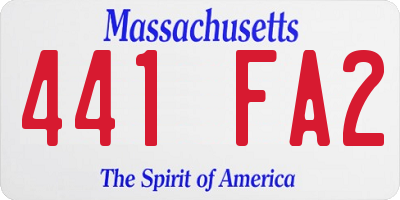 MA license plate 441FA2