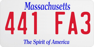 MA license plate 441FA3