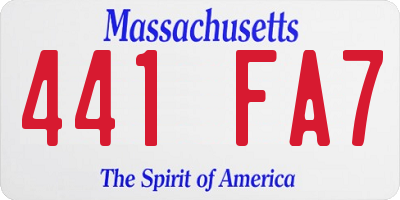 MA license plate 441FA7