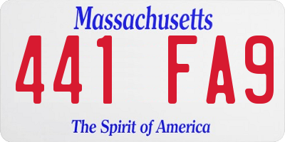 MA license plate 441FA9