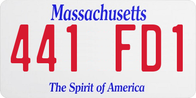 MA license plate 441FD1