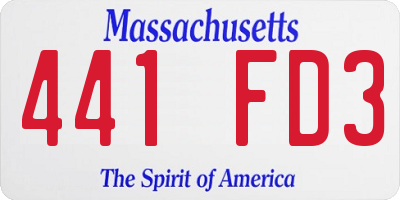 MA license plate 441FD3