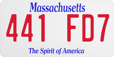 MA license plate 441FD7