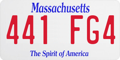 MA license plate 441FG4