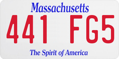 MA license plate 441FG5