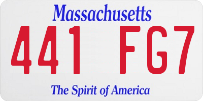 MA license plate 441FG7
