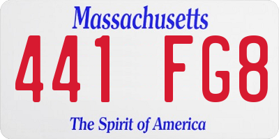 MA license plate 441FG8