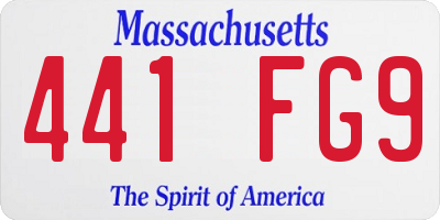 MA license plate 441FG9