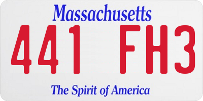 MA license plate 441FH3