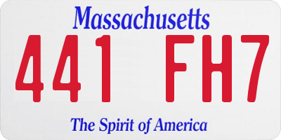MA license plate 441FH7