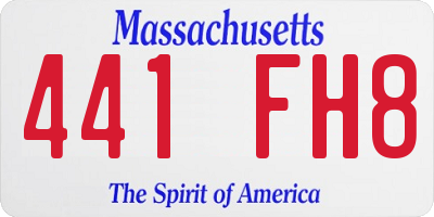 MA license plate 441FH8