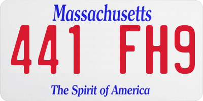 MA license plate 441FH9