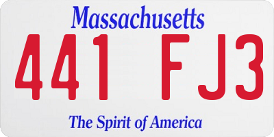 MA license plate 441FJ3
