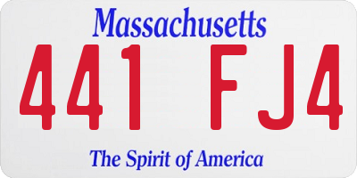 MA license plate 441FJ4