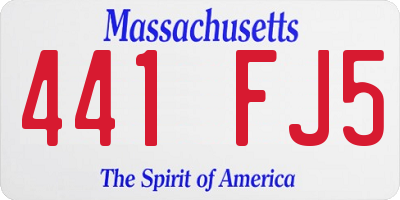 MA license plate 441FJ5