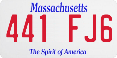 MA license plate 441FJ6