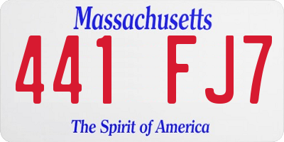 MA license plate 441FJ7